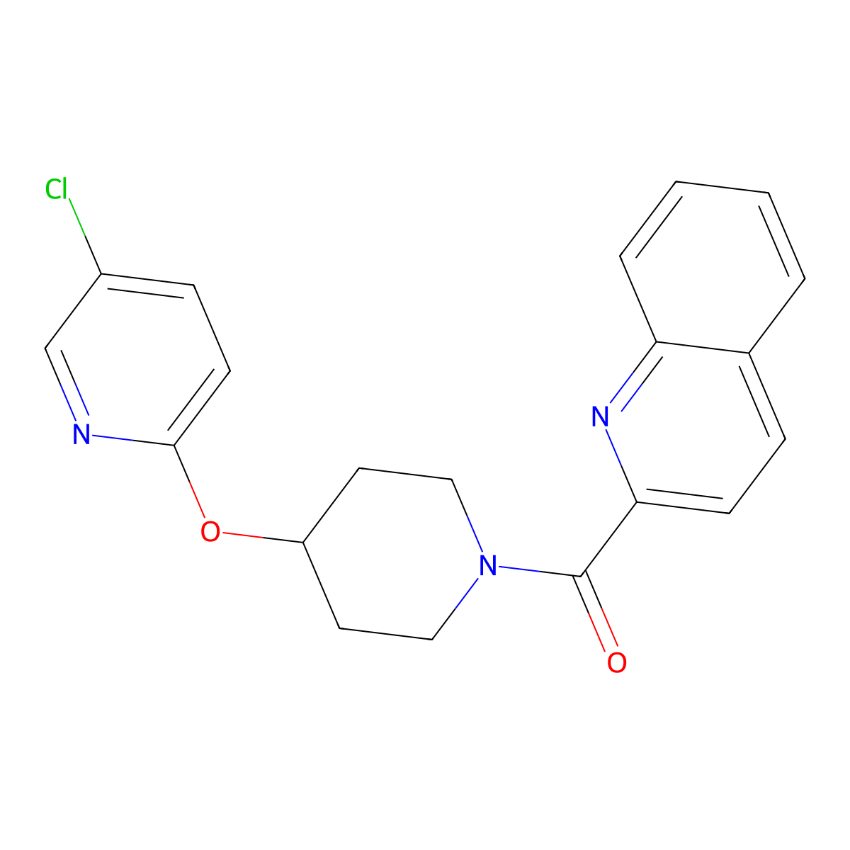 (4-((5-Chloropyridin-2-yl)oxy)piperidin-1-yl)(quinolin-2-yl)methanone molecular structure, CAS 1448037-63-5