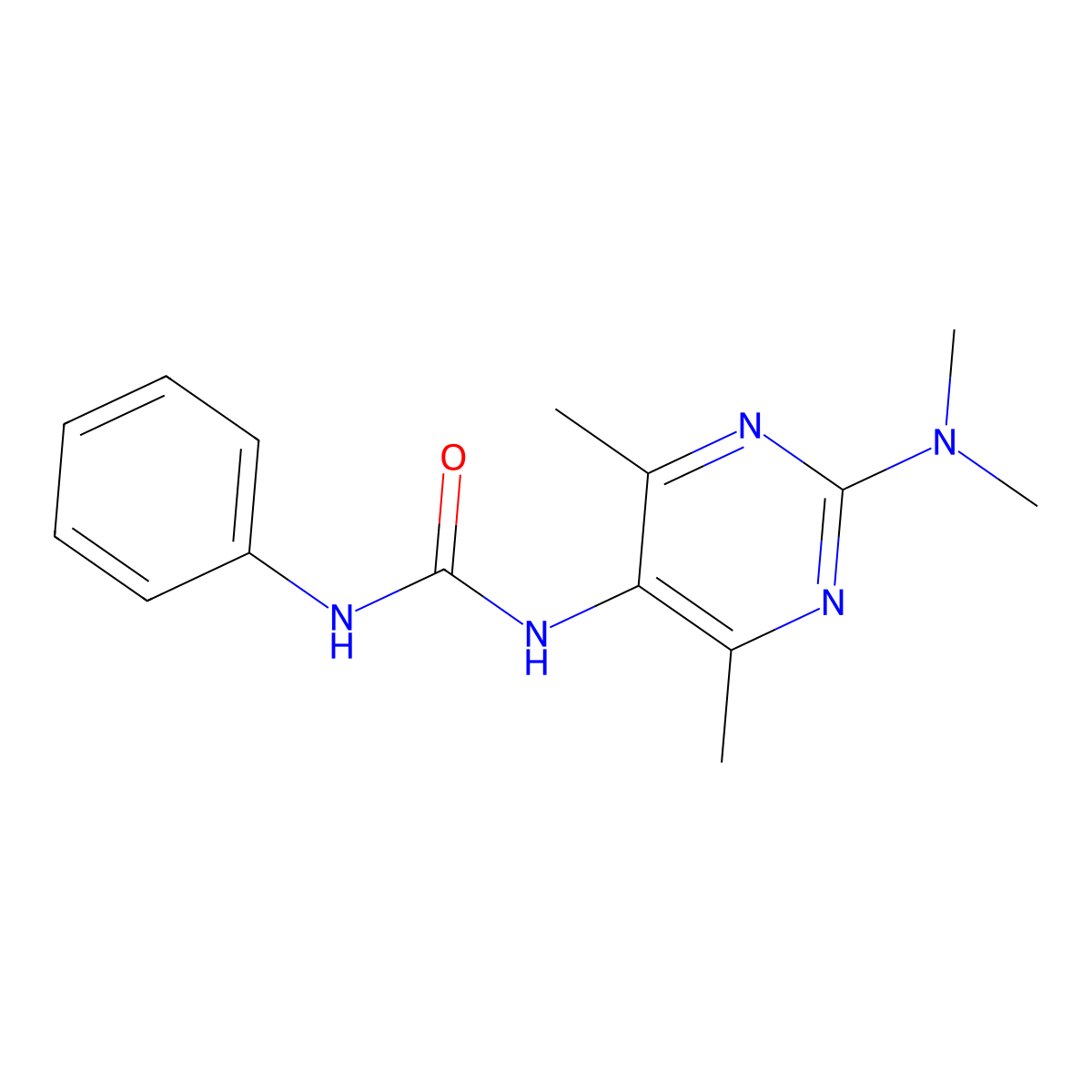 1-(2-(Dimethylamino)-4,6-dimethylpyrimidin-5-yl)-3-phenylurea molecular structure, CAS 1448037-64-6