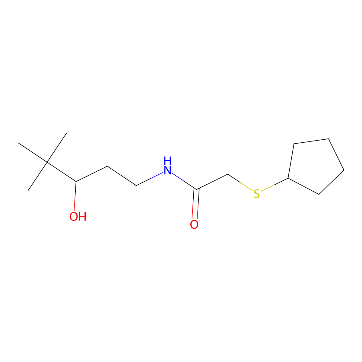 2-(cyclopentylthio)-N-(3-hydroxy-4,4-dimethylpentyl)acetamide molecular structure, CAS 1448037-67-9