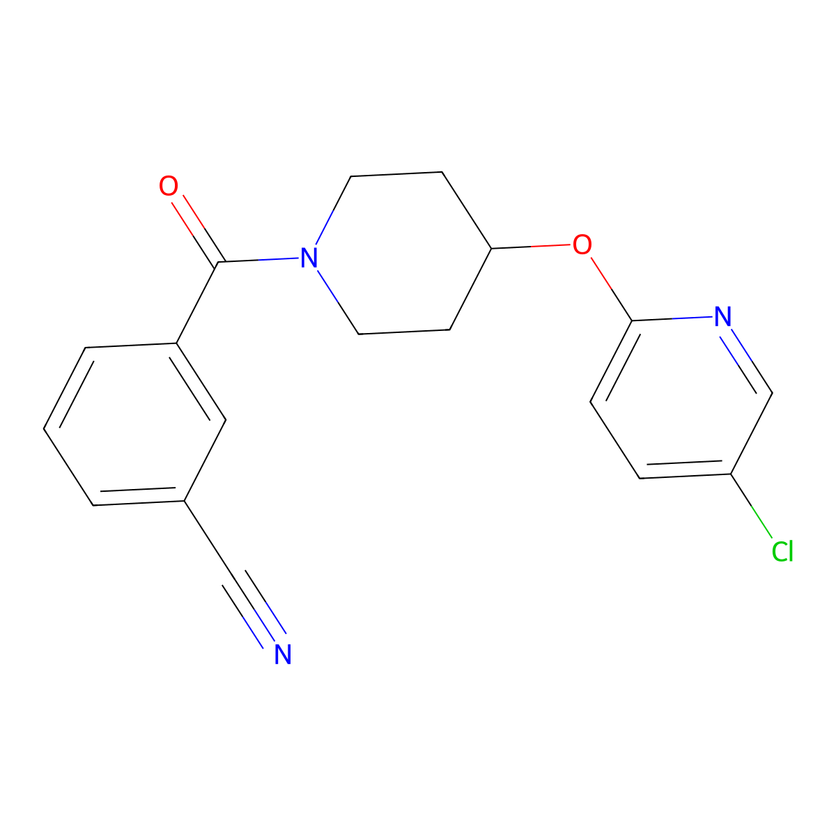 3-(4-((5-Chloropyridin-2-yl)oxy)piperidine-1-carbonyl)benzonitrile molecular structure, CAS 1448037-75-9