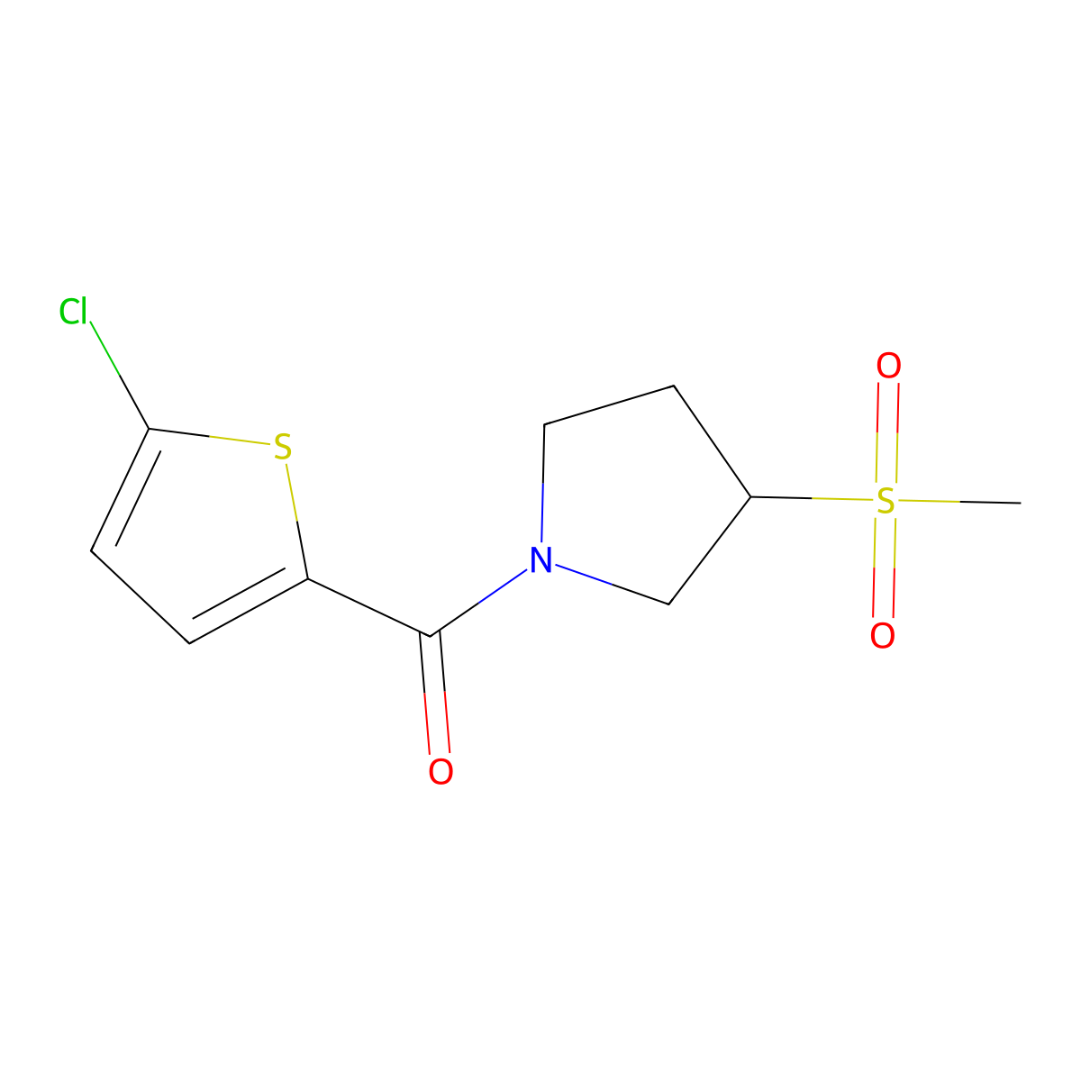 (5-Chlorothiophen-2-yl)(3-(methylsulfonyl)pyrrolidin-1-yl)methanone molecular structure, CAS 1448037-79-3
