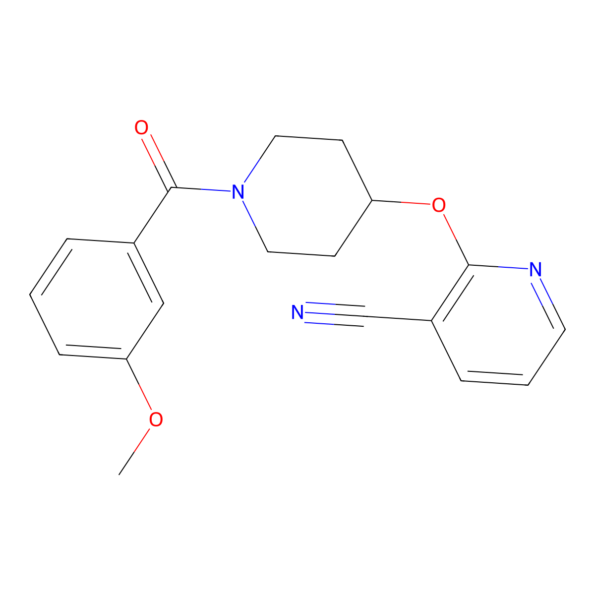 2-((1-(3-Methoxybenzoyl)piperidin-4-yl)oxy)nicotinonitrile molecular structure, CAS 1448037-81-7