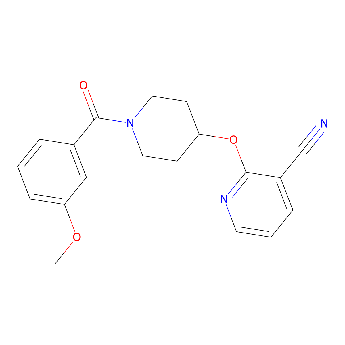 2-((1-(3-Methoxybenzoyl)piperidin-4-yl)oxy)nicotinonitrile molecular structure, CAS 1448037-81-7