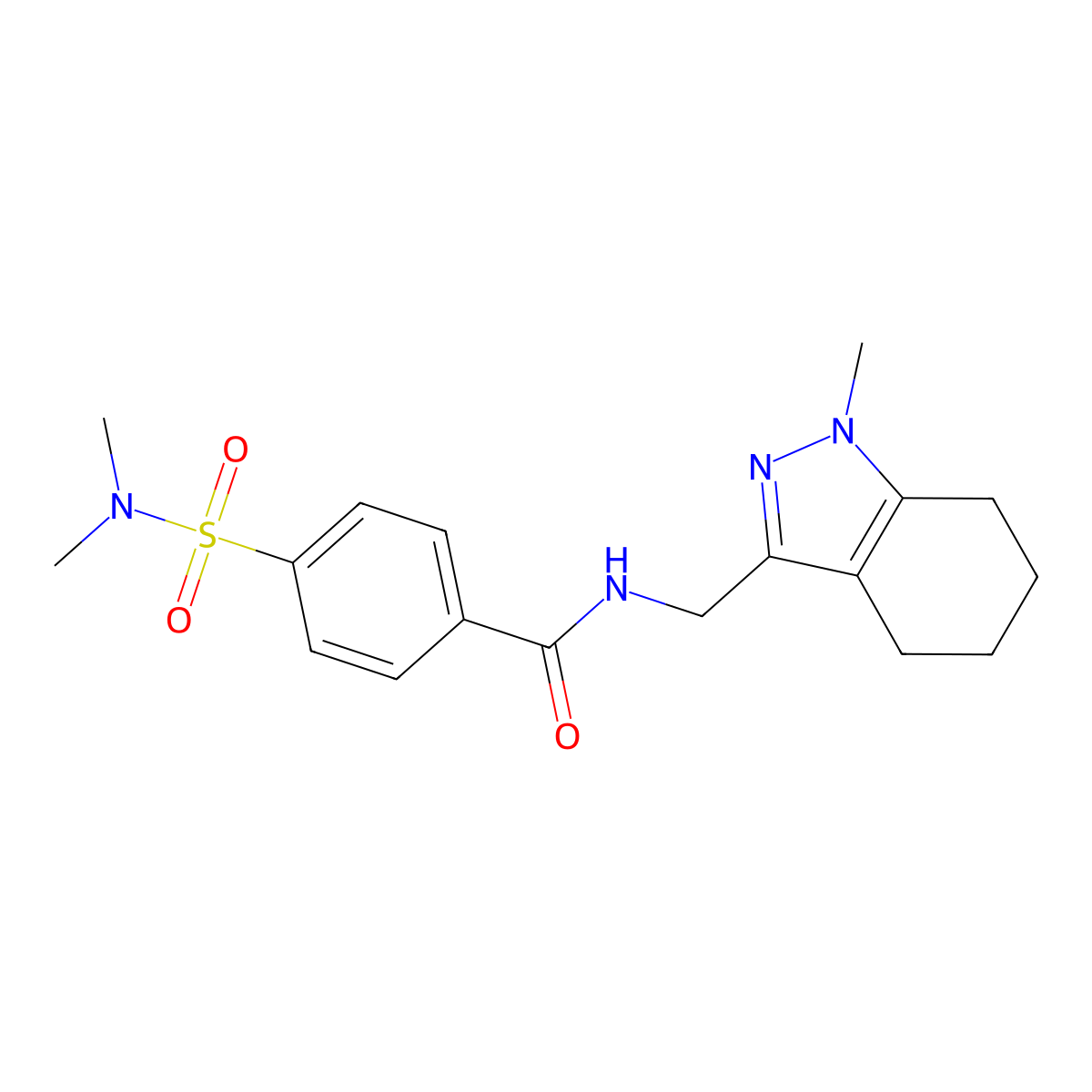 4-(N,N-dimethylsulfamoyl)-N-((1-methyl-4,5,6,7-tetrahydro-1H-indazol-3-yl)methyl)benzamide molecular structure, CAS 1448037-94-2