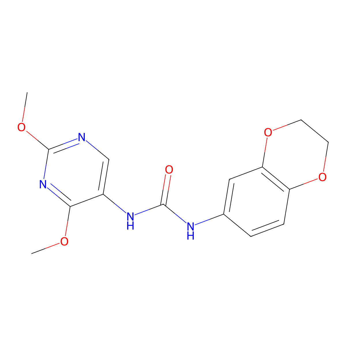 1-(2,3-Dihydrobenzo[b][1,4]dioxin-6-yl)-3-(2,4-dimethoxypyrimidin-5-yl)urea molecular structure, CAS 1448037-97-5