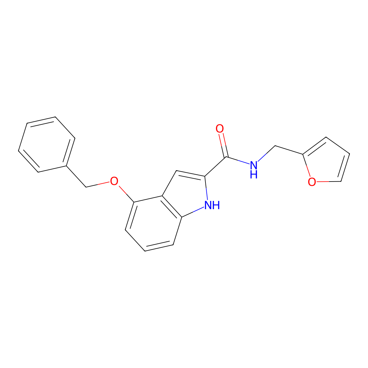 4-(benzyloxy)-N-(furan-2-ylmethyl)-1H-indole-2-carboxamide molecular structure, CAS 1448038-05-8