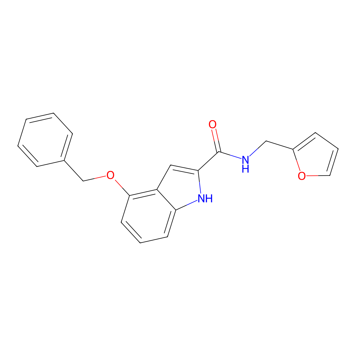 4-(benzyloxy)-N-(furan-2-ylmethyl)-1H-indole-2-carboxamide molecular structure, CAS 1448038-05-8