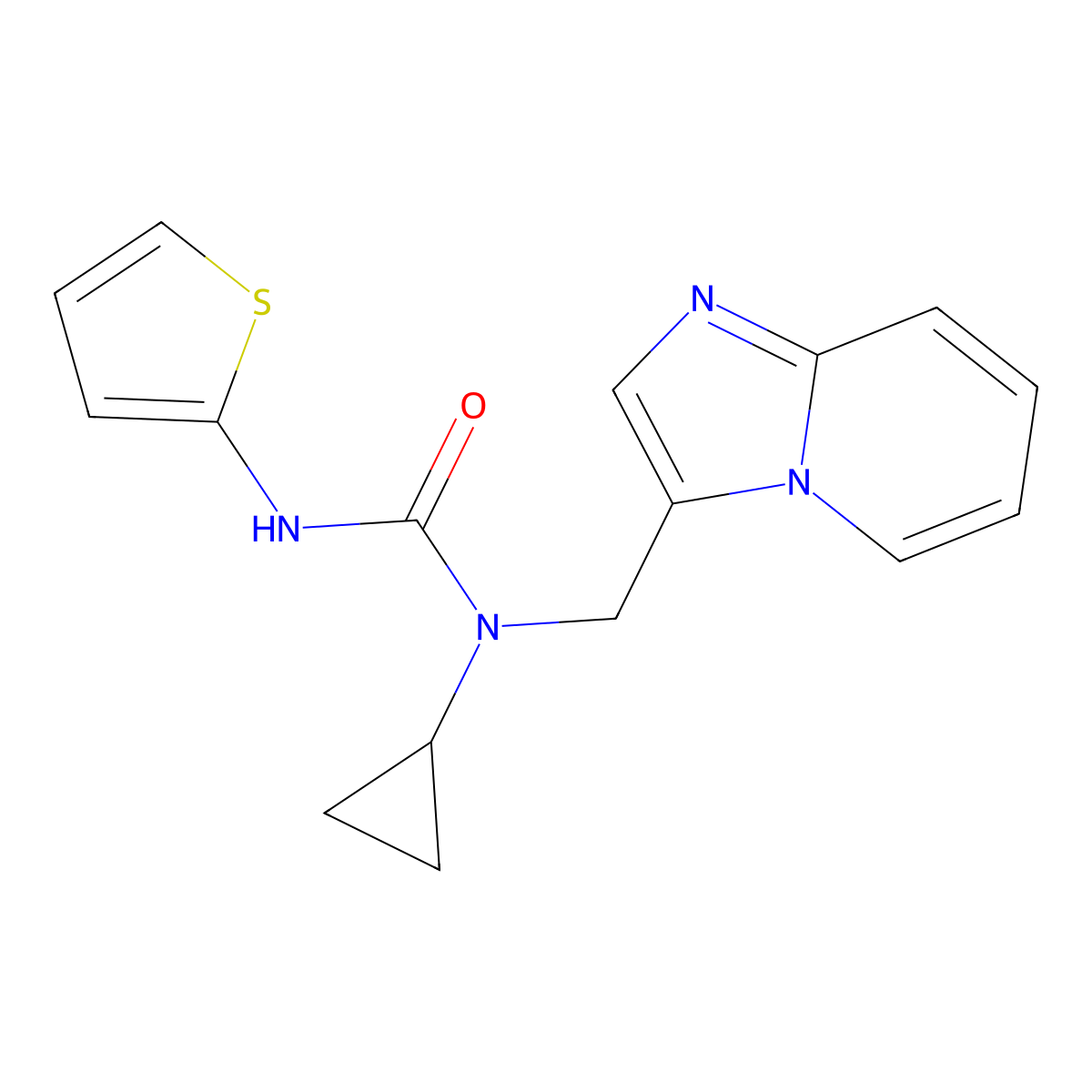 1-Cyclopropyl-1-(imidazo[1,2-a]pyridin-3-ylmethyl)-3-(thiophen-2-yl)urea molecular structure, CAS 1448038-07-0