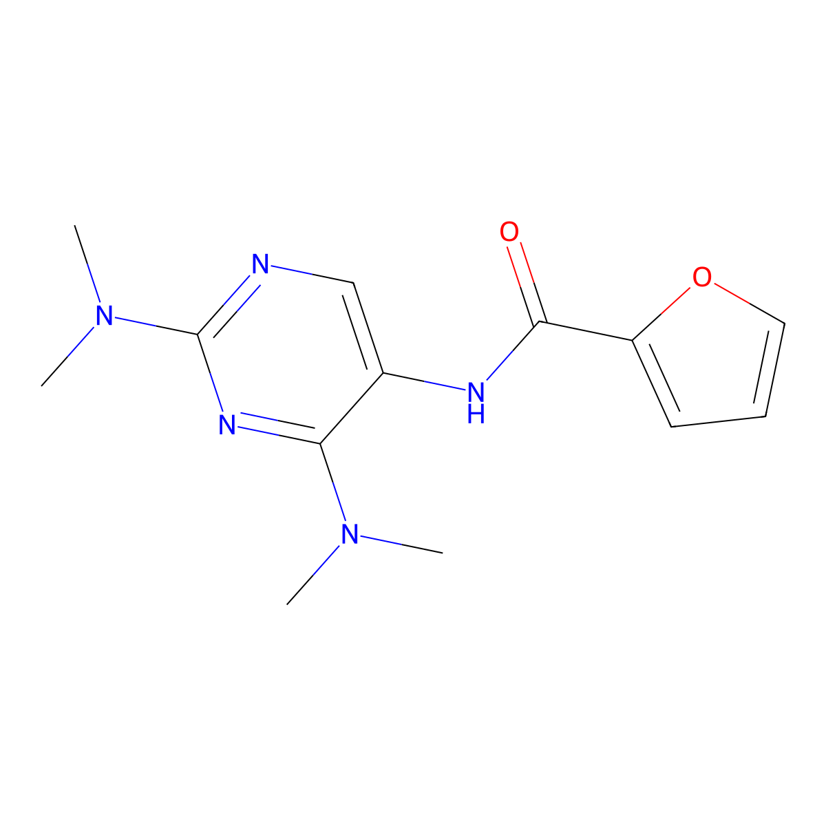 N-[2,4-Bis(dimethylamino)pyrimidin-5-YL]furan-2-carboxamide molecular structure, CAS 1448038-09-2