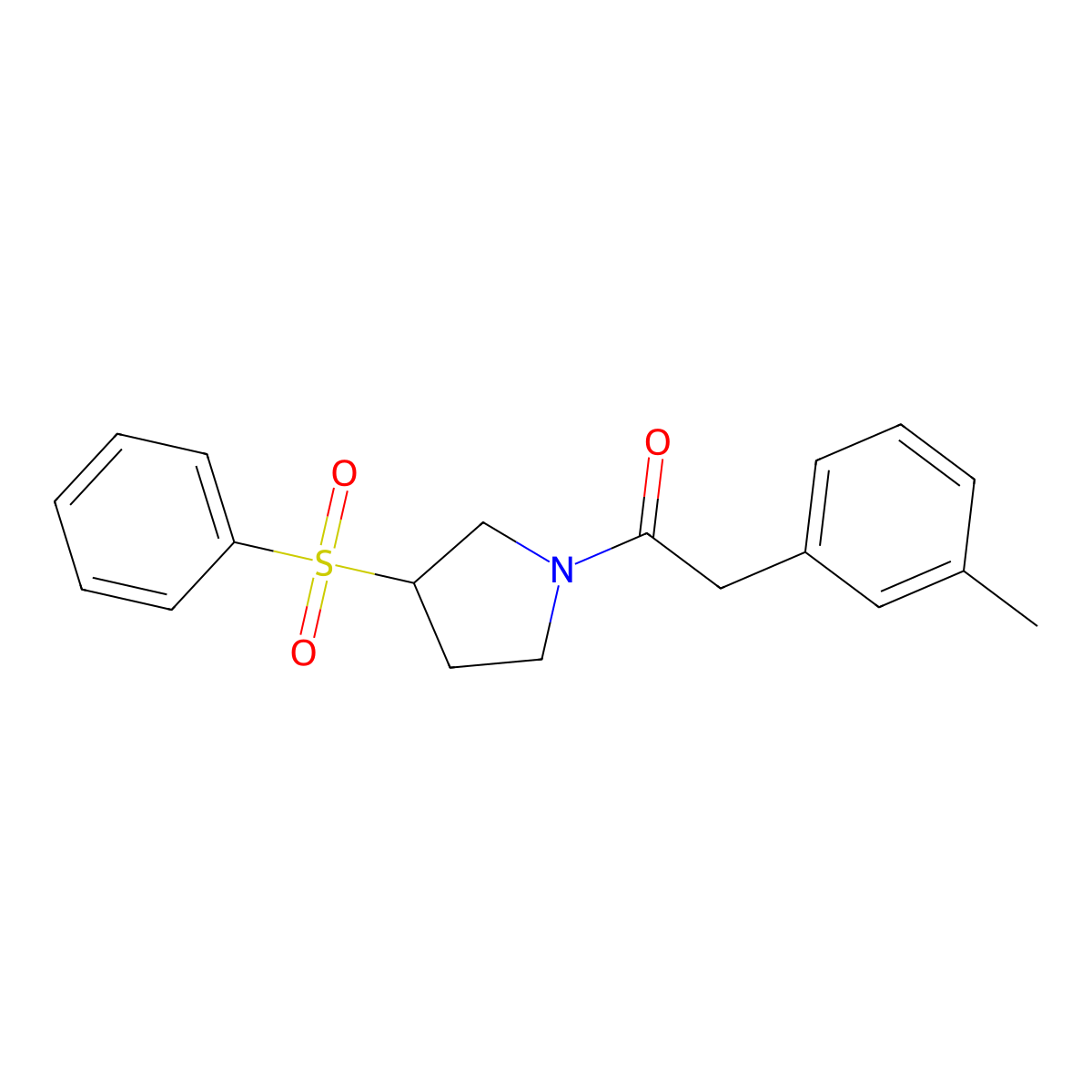 1-(3-(Phenylsulfonyl)pyrrolidin-1-yl)-2-(m-tolyl)ethanone molecular structure, CAS 1448038-14-9
