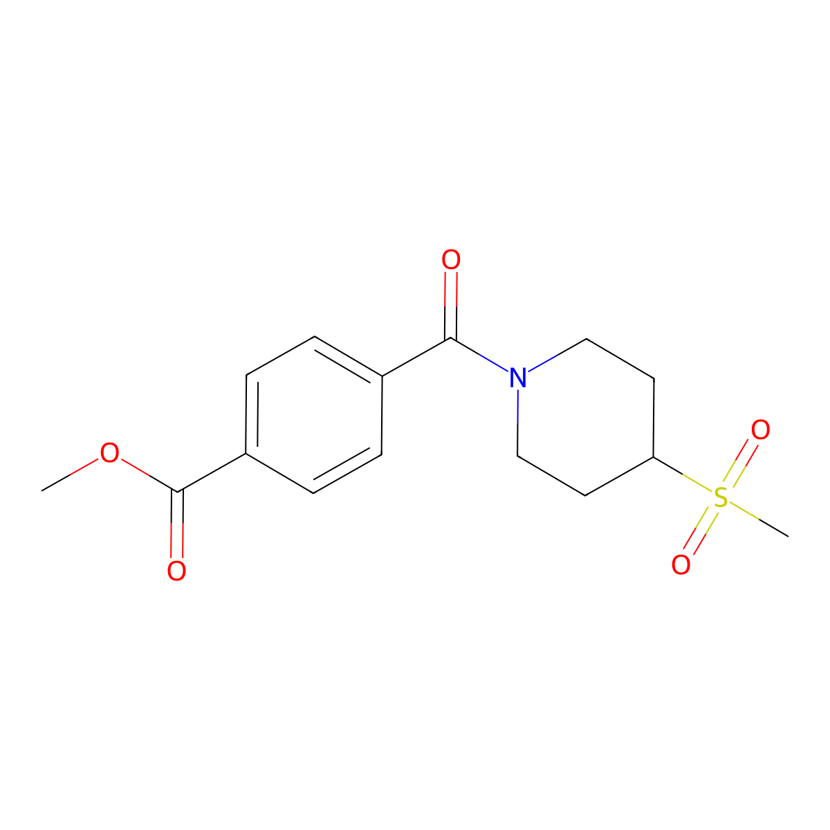 Methyl 4-(4-(methylsulfonyl)piperidine-1-carbonyl)benzoate molecular structure, CAS 1448038-29-6