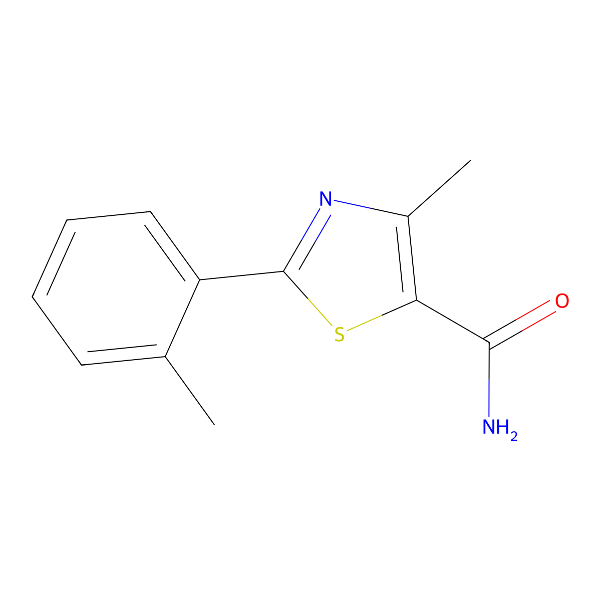 4-Methyl-2-(2-methylphenyl)-1,3-thiazole-5-carboxamide molecular structure, CAS 1448038-30-9