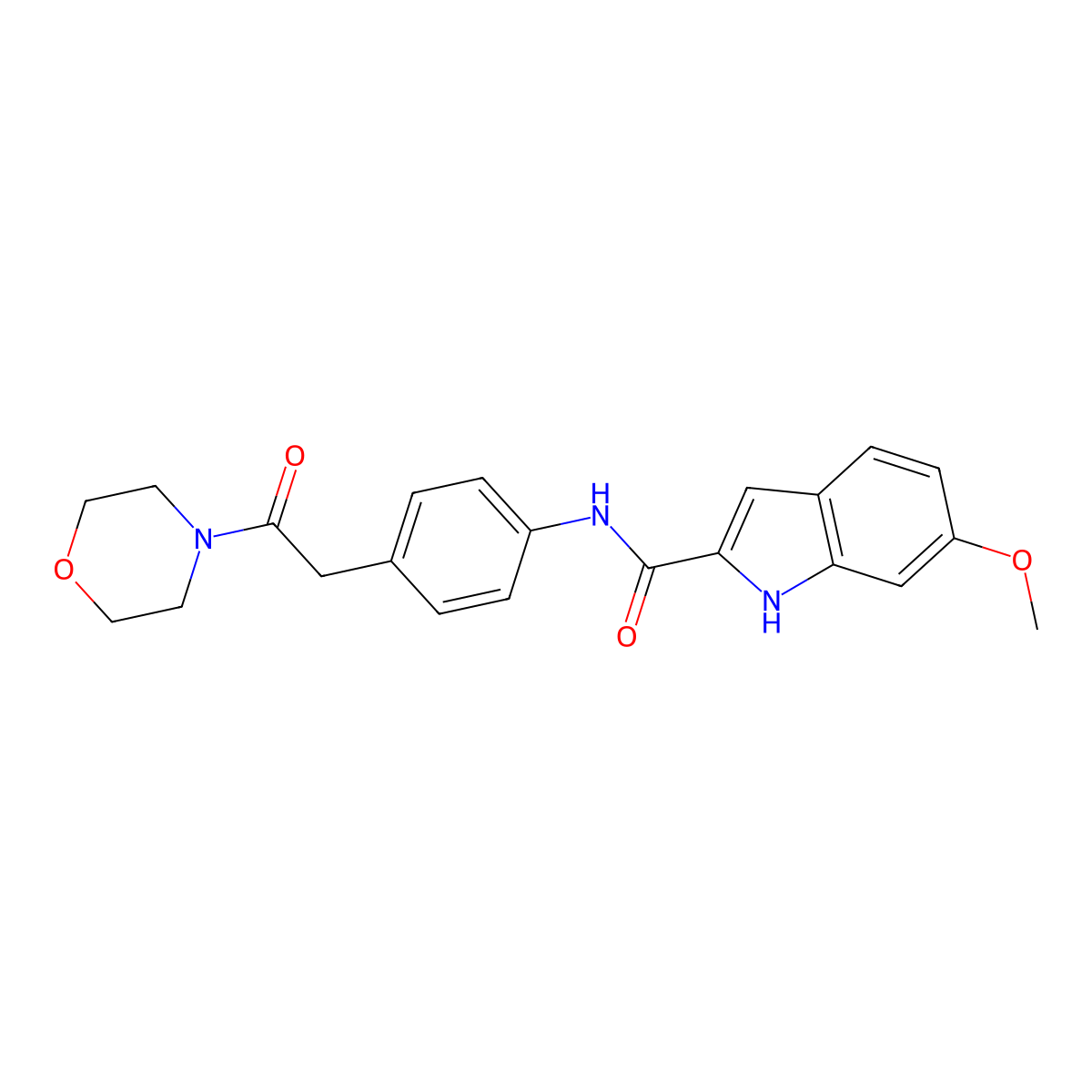 6-methoxy-N-(4-(2-morpholino-2-oxoethyl)phenyl)-1H-indole-2-carboxamide molecular structure, CAS 1448038-34-3