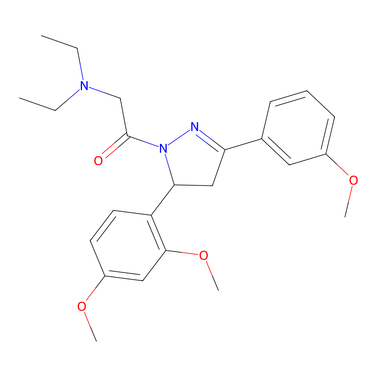 2-(diethylamino)-1-(5-(2,4-dimethoxyphenyl)-3-(3-methoxyphenyl)-4,5-dihydro-1H-pyrazol-1-yl)ethanone molecular structure, CAS 1448038-35-4