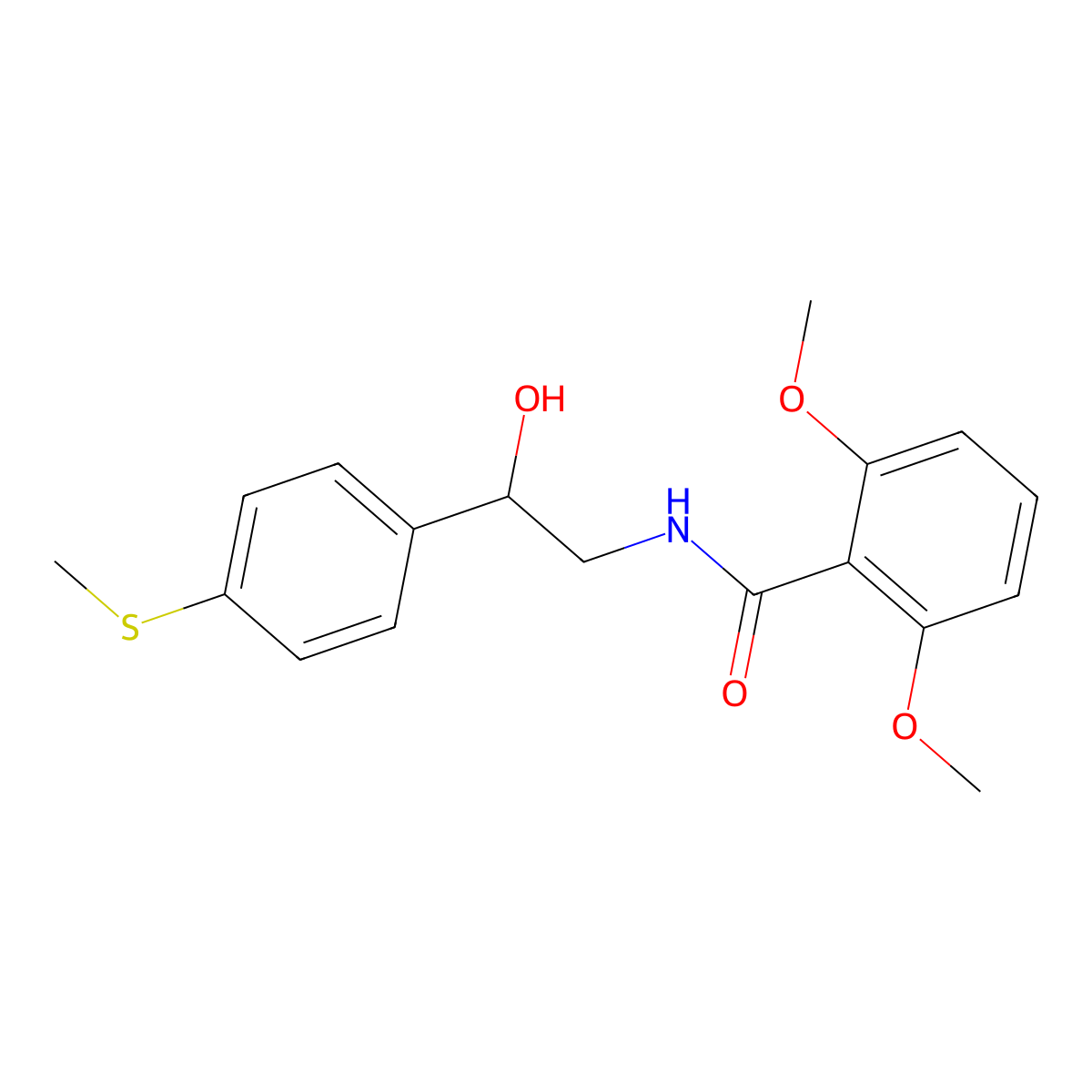 N-(2-hydroxy-2-(4-(methylthio)phenyl)ethyl)-2,6-dimethoxybenzamide molecular structure, CAS 1448043-26-2