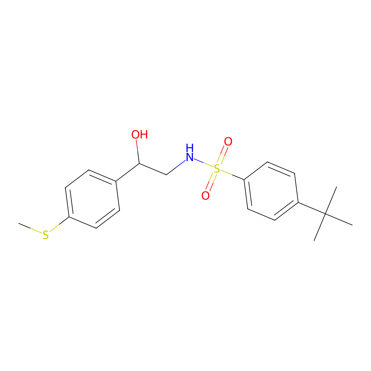 4-(tert-butyl)-N-(2-hydroxy-2-(4-(methylthio)phenyl)ethyl)benzenesulfonamide molecular structure, CAS 1448043-29-5