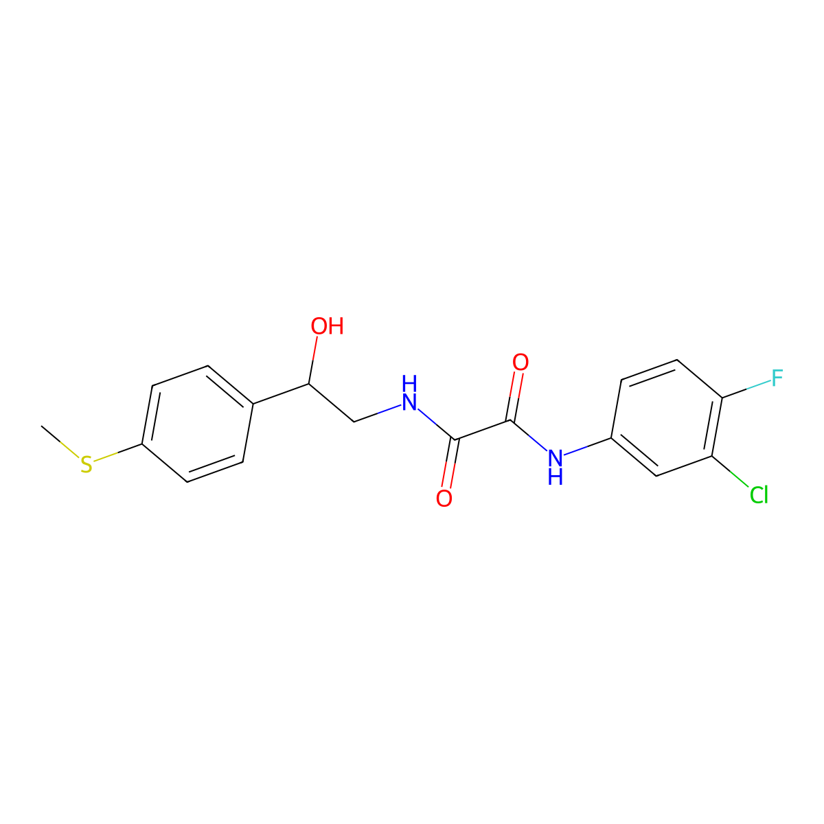 N1-(3-chloro-4-fluorophenyl)-N2-(2-hydroxy-2-(4-(methylthio)phenyl)ethyl)oxalamide molecular structure, CAS 1448043-31-9