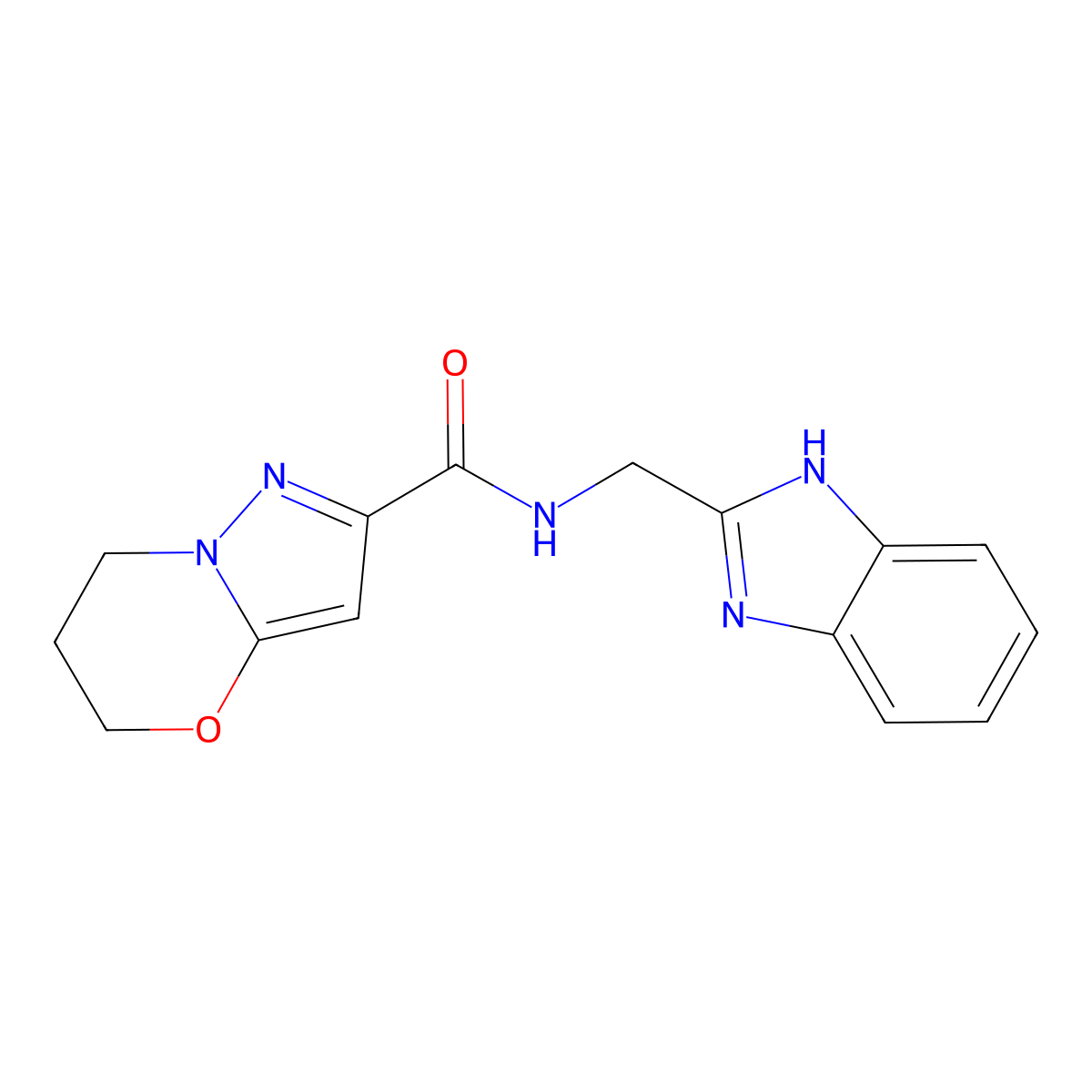 N-((1H-benzo[d]imidazol-2-yl)methyl)-6,7-dihydro-5H-pyrazolo[5,1-b][1,3]oxazine-2-carboxamide molecular structure, CAS 1448043-32-0