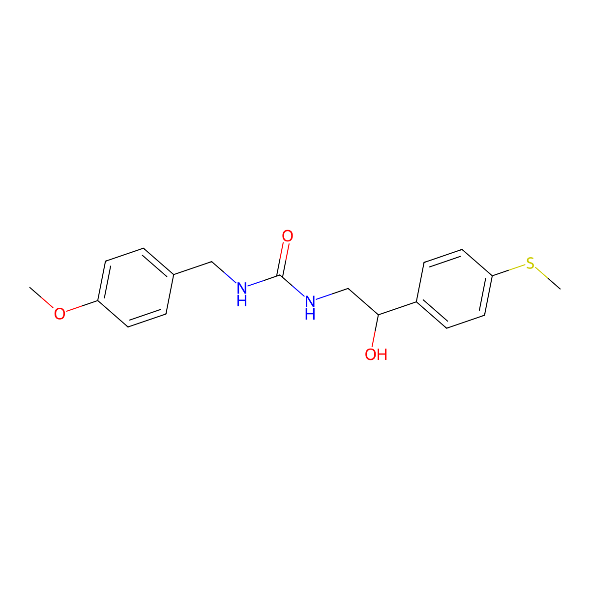 1-(2-Hydroxy-2-(4-(methylthio)phenyl)ethyl)-3-(4-methoxybenzyl)urea molecular structure, CAS 1448043-33-1