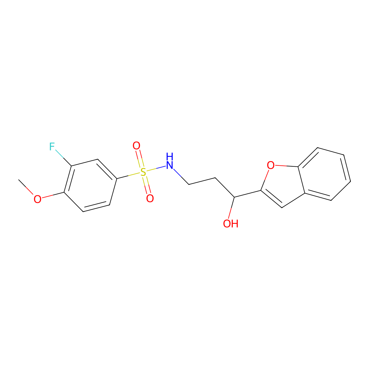 N-(3-(benzofuran-2-yl)-3-hydroxypropyl)-3-fluoro-4-methoxybenzenesulfonamide molecular structure, CAS 1448043-39-7