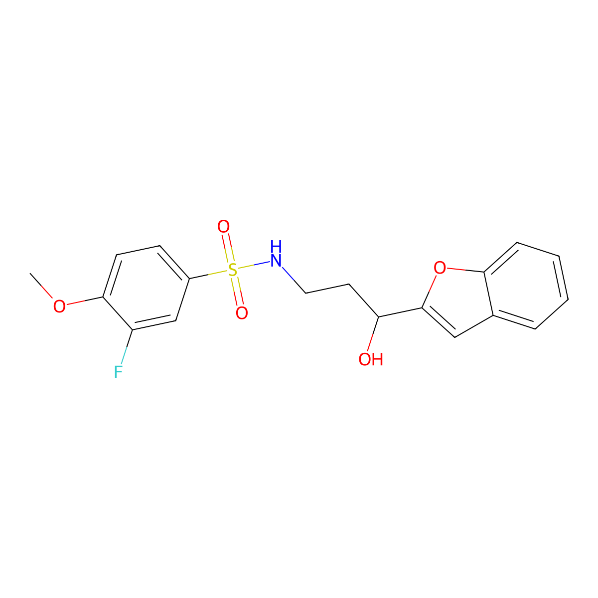 N-(3-(benzofuran-2-yl)-3-hydroxypropyl)-3-fluoro-4-methoxybenzenesulfonamide molecular structure, CAS 1448043-39-7