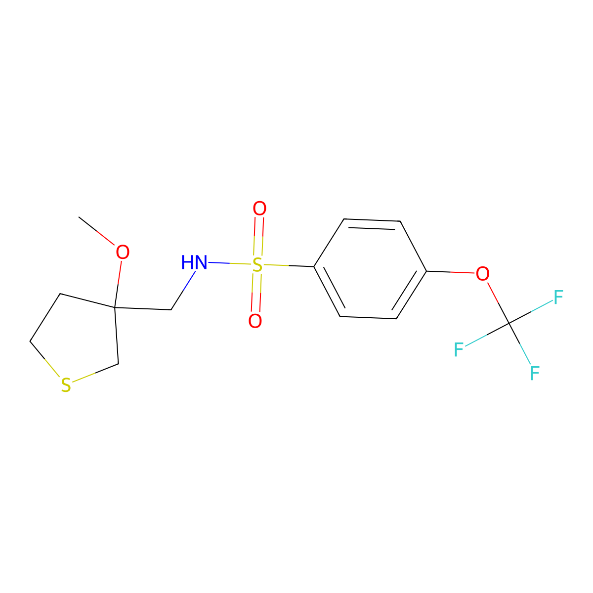 N-((3-methoxytetrahydrothiophen-3-yl)methyl)-4-(trifluoromethoxy)benzenesulfonamide molecular structure, CAS 1448043-42-2