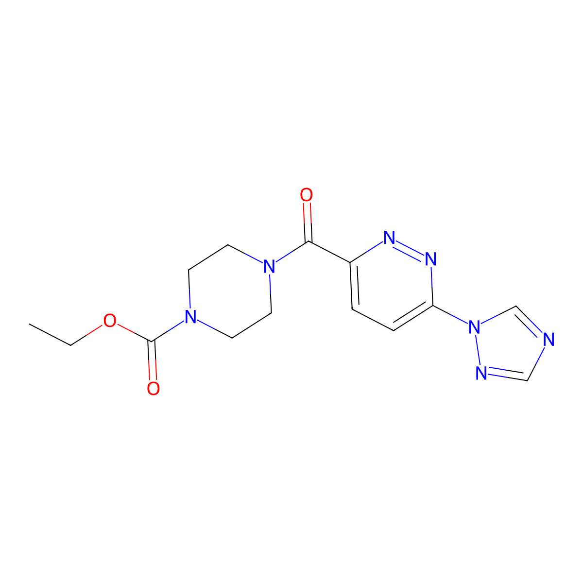 ethyl 4-[6-(1H-1,2,4-triazol-1-yl)pyridazine-3-carbonyl]piperazine-1-carboxylate molecular structure, CAS 1448043-47-7
