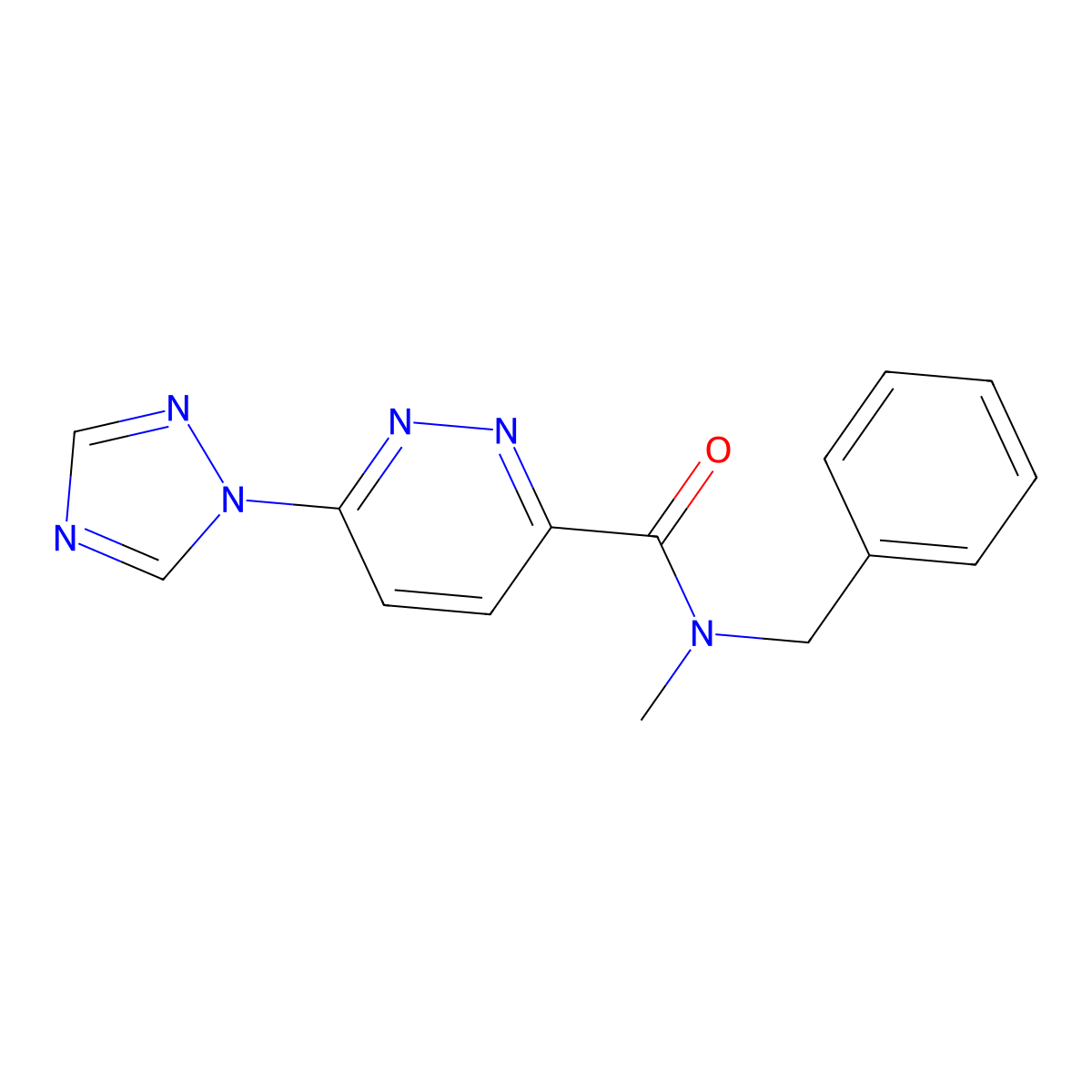 N-benzyl-N-methyl-6-(1H-1,2,4-triazol-1-yl)pyridazine-3-carboxamide molecular structure, CAS 1448043-49-9