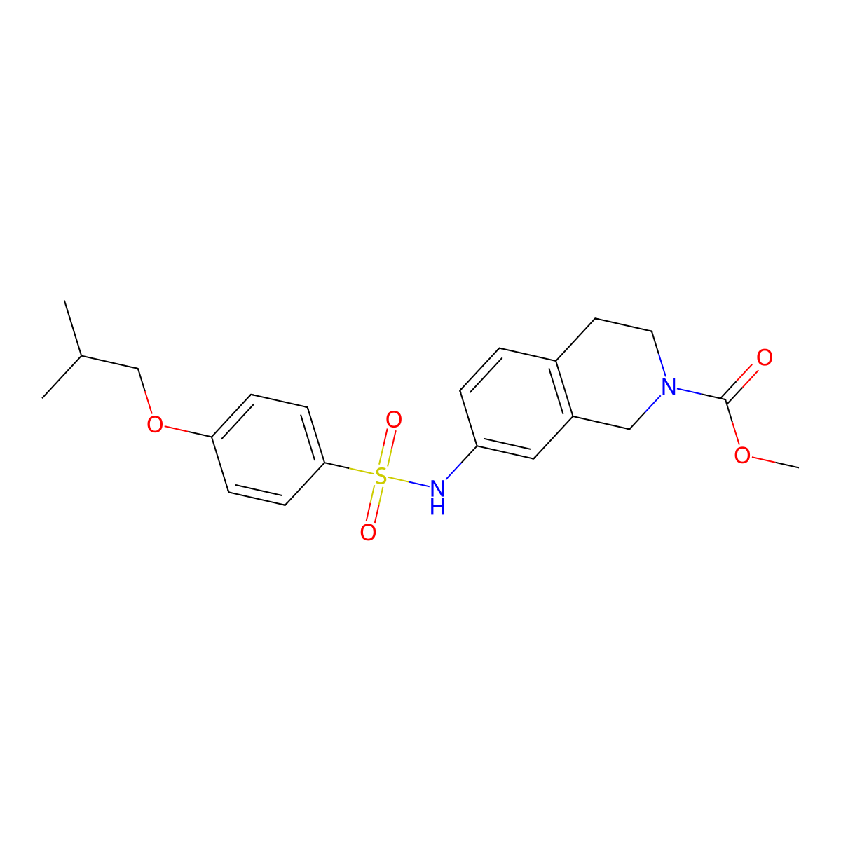 Methyl 7-[4-(2-methylpropoxy)benzenesulfonamido]-1,2,3,4-tetrahydroisoquinoline-2-carboxylate molecular structure, CAS 1448043-52-4