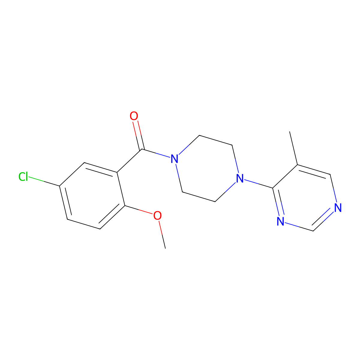 (5-Chloro-2-methoxyphenyl)(4-(5-methylpyrimidin-4-yl)piperazin-1-yl)methanone molecular structure, CAS 1448043-54-6