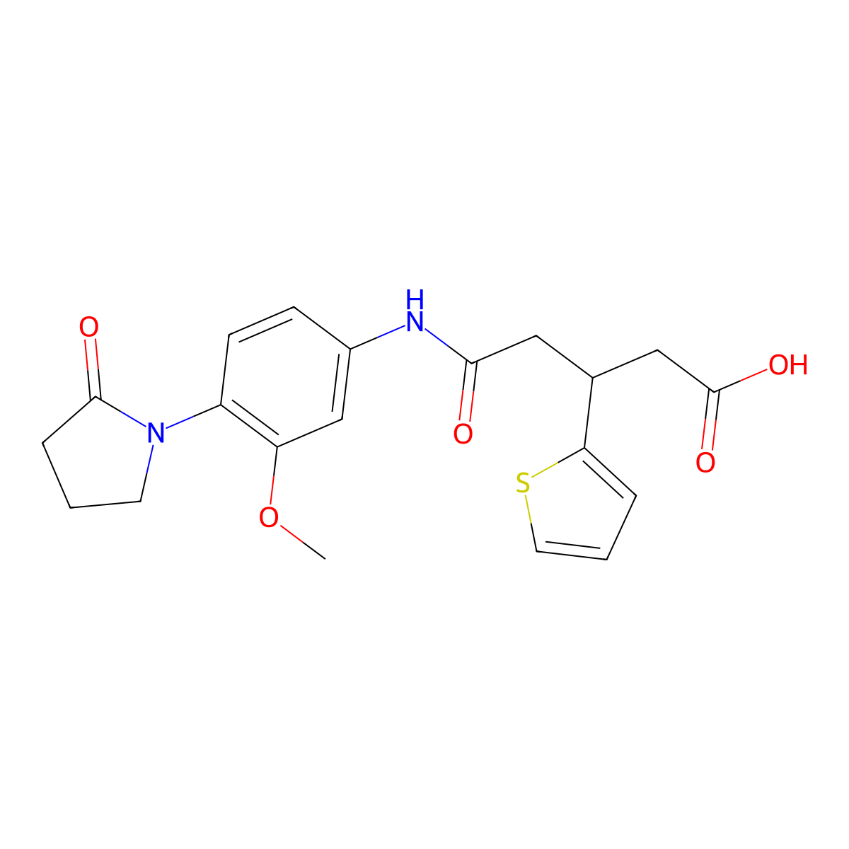 5-((3-Methoxy-4-(2-oxopyrrolidin-1-yl)phenyl)amino)-5-oxo-3-(thiophen-2-yl)pentanoic acid molecular structure, CAS 1448043-60-4