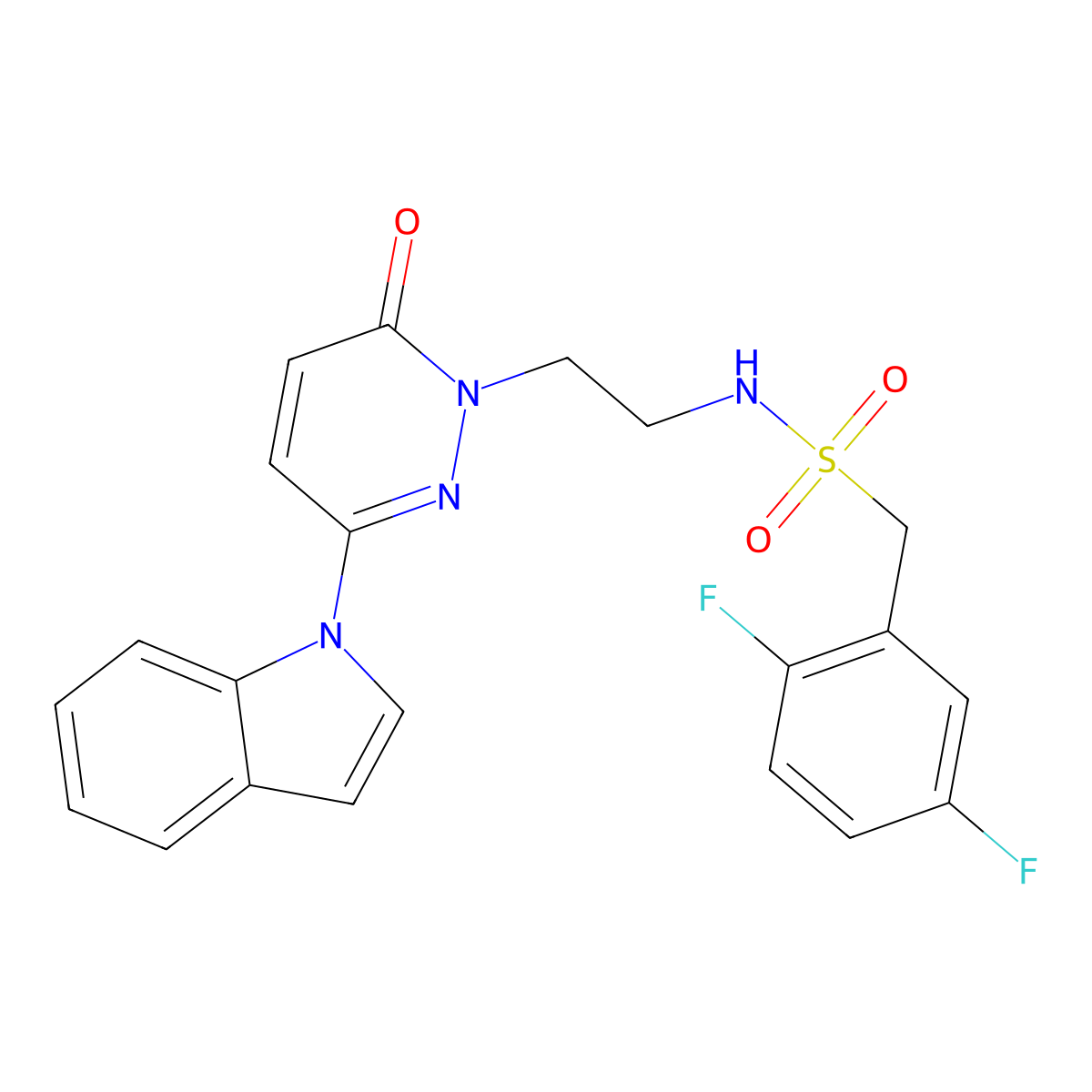 N-(2-(3-(1H-indol-1-yl)-6-oxopyridazin-1(6H)-yl)ethyl)-1-(2,5-difluorophenyl)methanesulfonamide molecular structure, CAS 1448043-63-7
