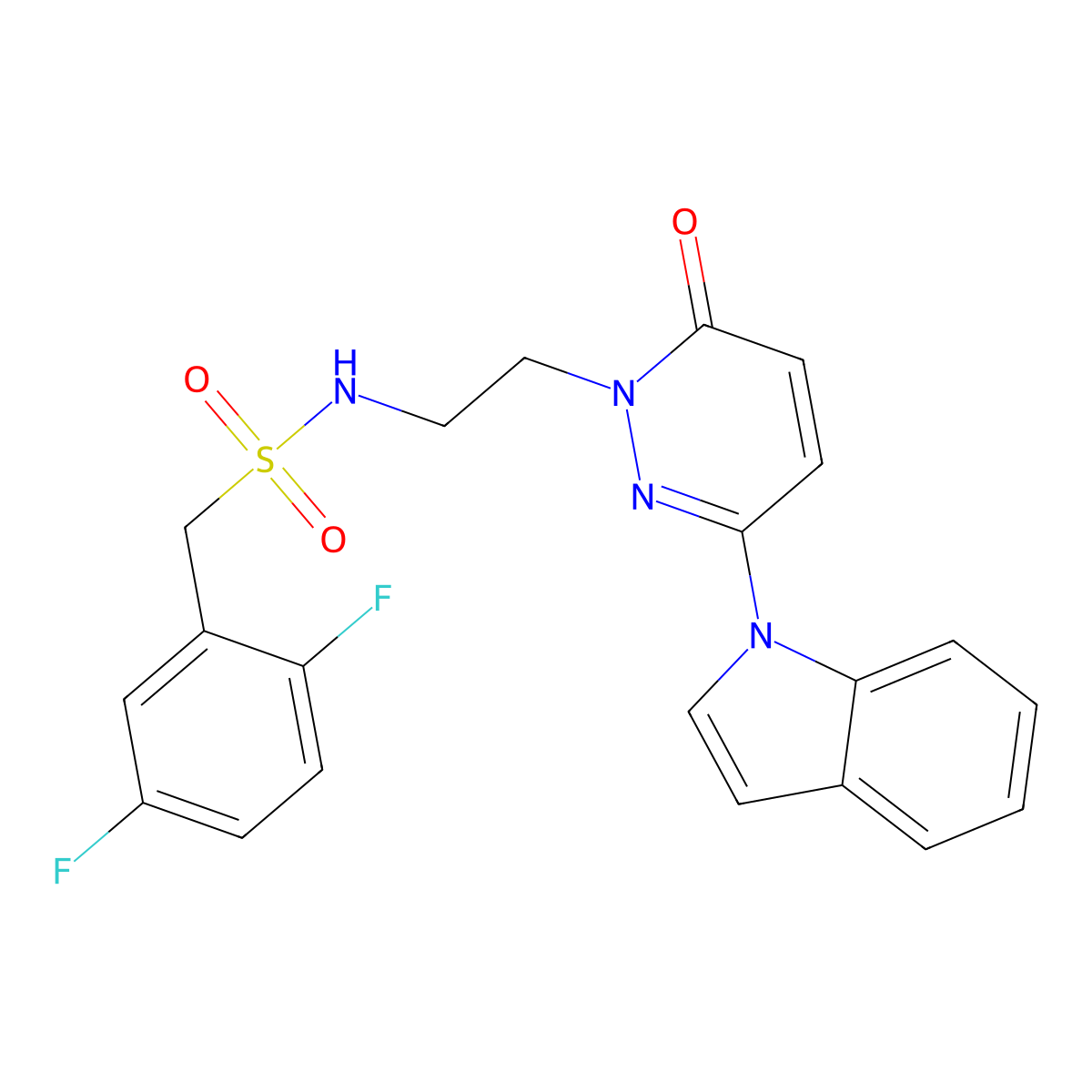N-(2-(3-(1H-indol-1-yl)-6-oxopyridazin-1(6H)-yl)ethyl)-1-(2,5-difluorophenyl)methanesulfonamide molecular structure, CAS 1448043-63-7