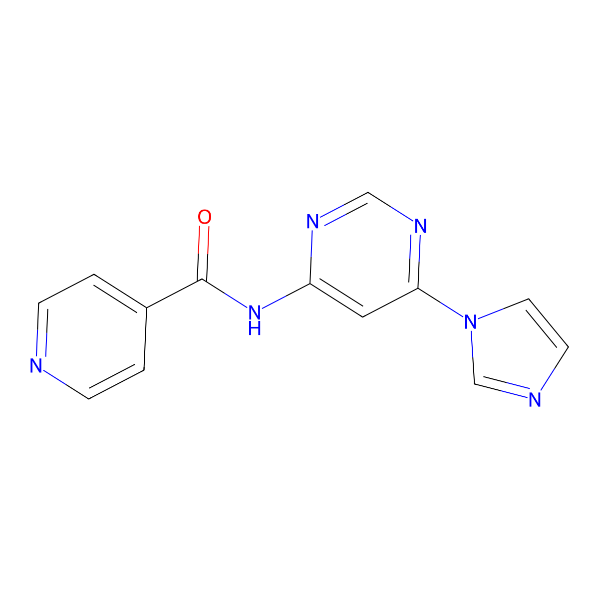 N-(6-(1H-imidazol-1-yl)pyrimidin-4-yl)isonicotinamide molecular structure, CAS 1448043-65-9