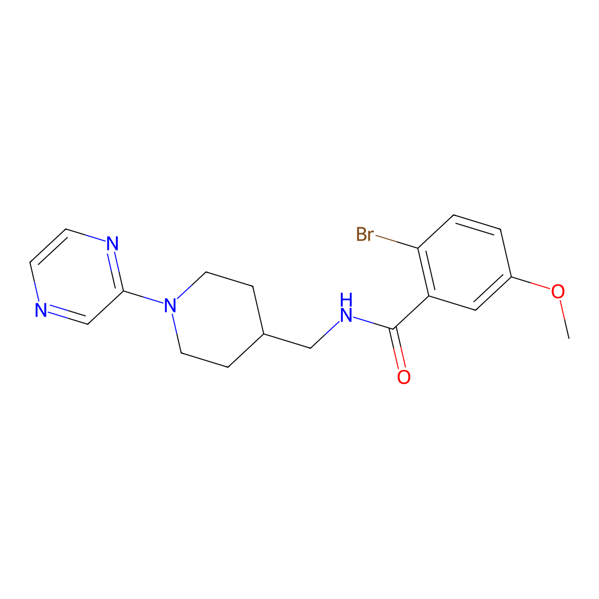 2-Bromo-5-methoxy-N-{[1-(pyrazin-2-YL)piperidin-4-YL]methyl}benzamide molecular structure, CAS 1448043-66-0