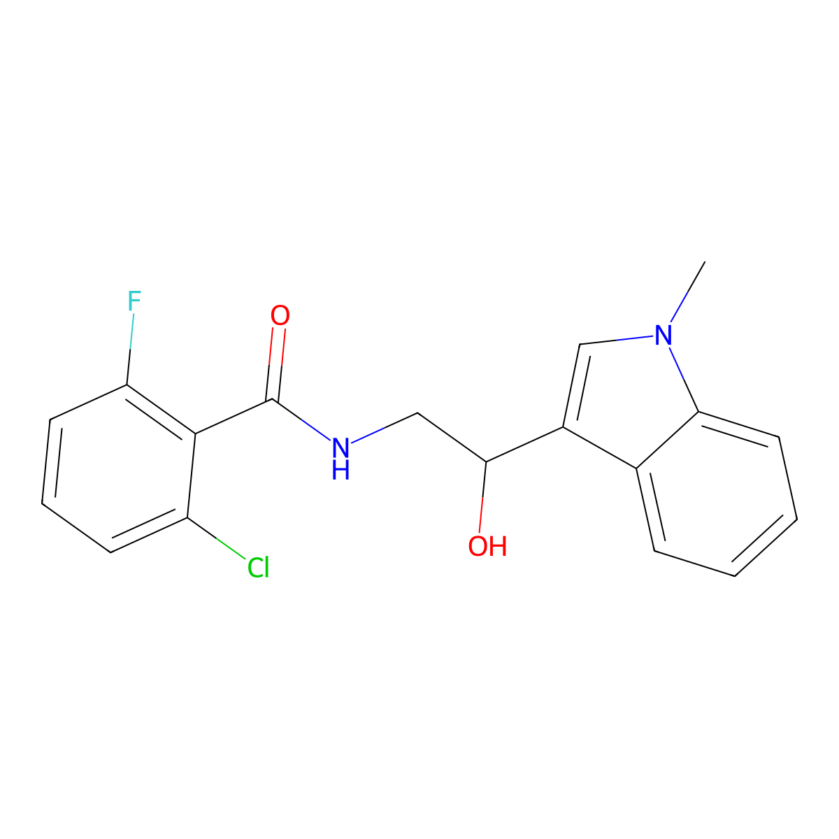 2-chloro-6-fluoro-N-[2-hydroxy-2-(1-methyl-1H-indol-3-yl)ethyl]benzamide molecular structure, CAS 1448043-71-7