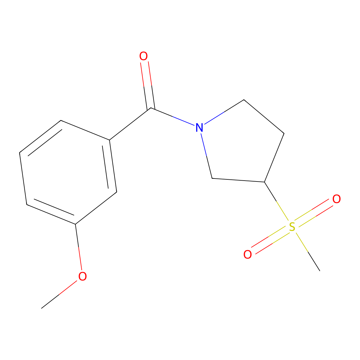 (3-Methoxyphenyl)(3-(methylsulfonyl)pyrrolidin-1-yl)methanone molecular structure, CAS 1448043-72-8