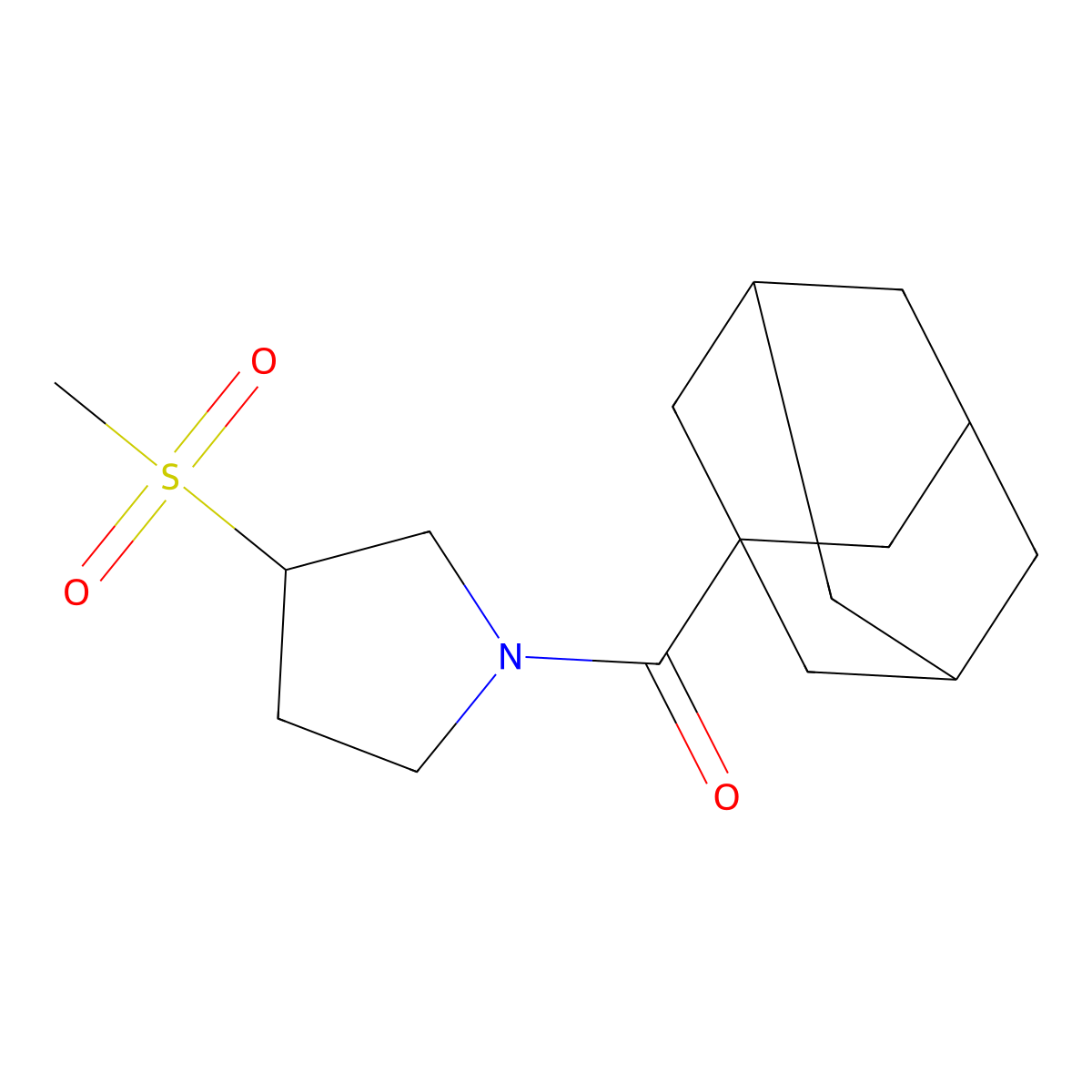 (3r,5r,7r)-Adamantan-1-yl(3-(methylsulfonyl)pyrrolidin-1-yl)methanone molecular structure, CAS 1448043-73-9