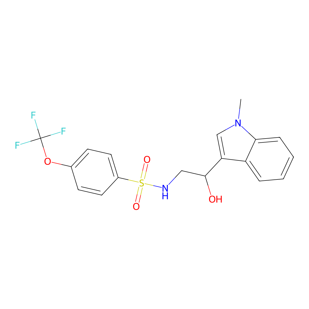N-(2-hydroxy-2-(1-methyl-1H-indol-3-yl)ethyl)-4-(trifluoromethoxy)benzenesulfonamide molecular structure, CAS 1448043-74-0