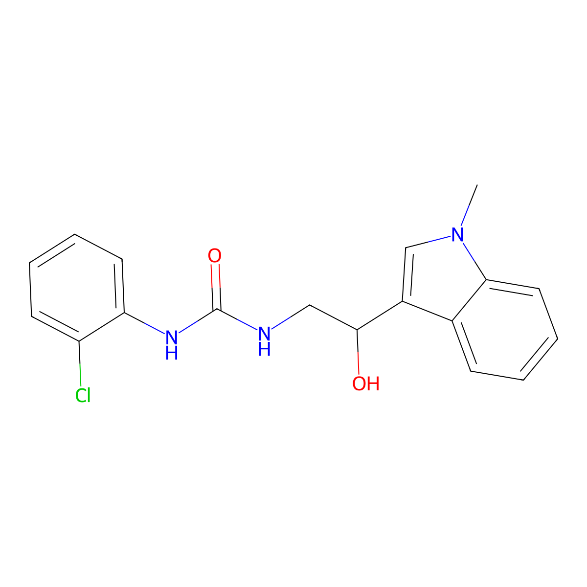 1-(2-chlorophenyl)-3-(2-hydroxy-2-(1-methyl-1H-indol-3-yl)ethyl)urea molecular structure, CAS 1448043-75-1