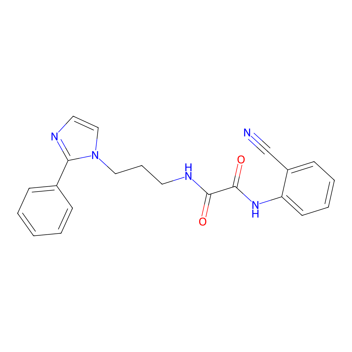 N1-(2-cyanophenyl)-N2-(3-(2-phenyl-1H-imidazol-1-yl)propyl)oxalamide molecular structure, CAS 1448043-79-5
