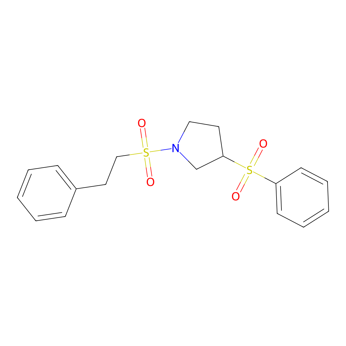 1-(Phenethylsulfonyl)-3-(phenylsulfonyl)pyrrolidine molecular structure, CAS 1448043-80-8
