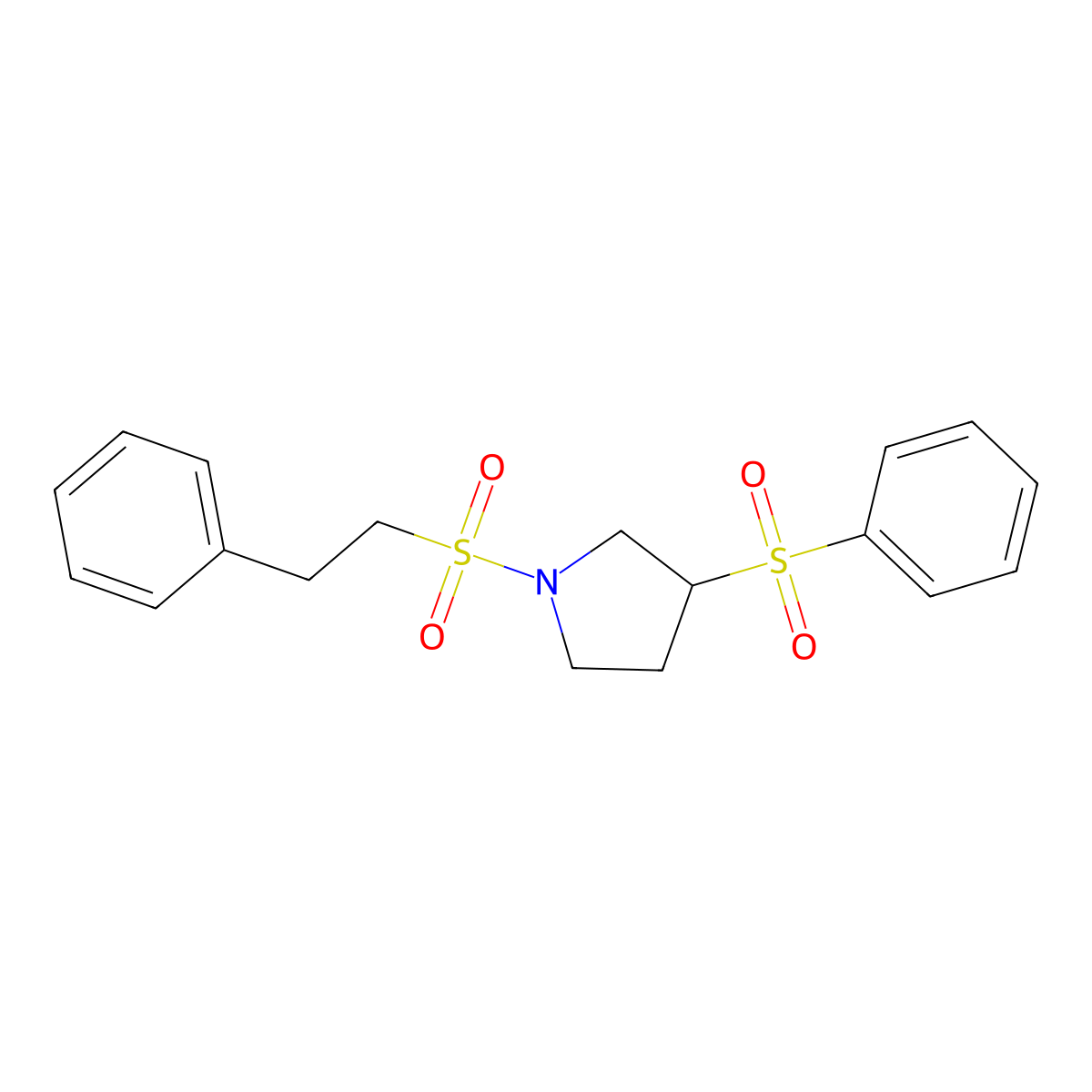 1-(Phenethylsulfonyl)-3-(phenylsulfonyl)pyrrolidine molecular structure, CAS 1448043-80-8