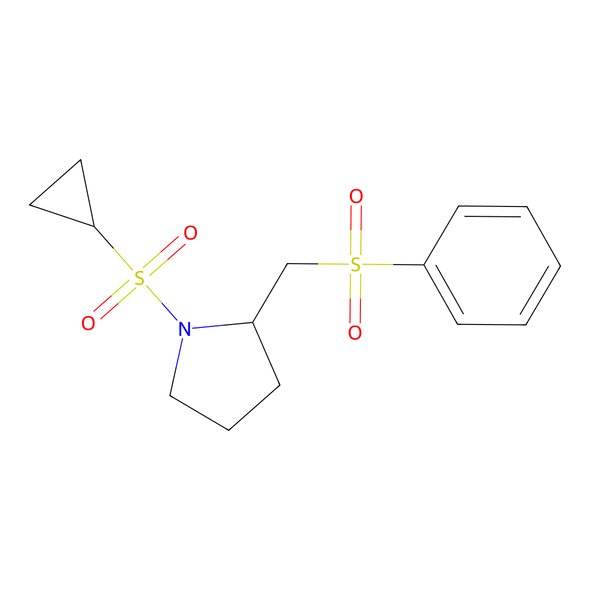 1-(Cyclopropylsulfonyl)-2-((phenylsulfonyl)methyl)pyrrolidine molecular structure, CAS 1448043-93-3