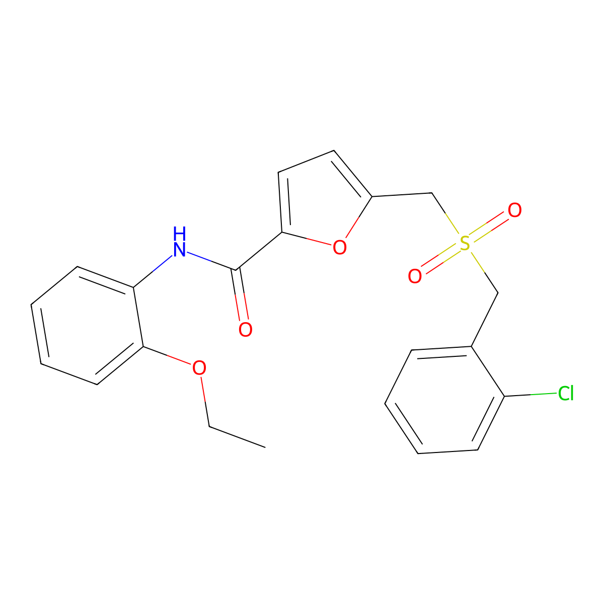 5-(((2-chlorobenzyl)sulfonyl)methyl)-N-(2-ethoxyphenyl)furan-2-carboxamide molecular structure, CAS 1448043-98-8