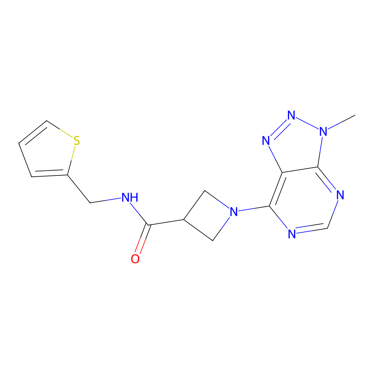 1-(3-methyl-3H-[1,2,3]triazolo[4,5-d]pyrimidin-7-yl)-N-(thiophen-2-ylmethyl)azetidine-3-carboxamide molecular structure, CAS 1448044-03-8
