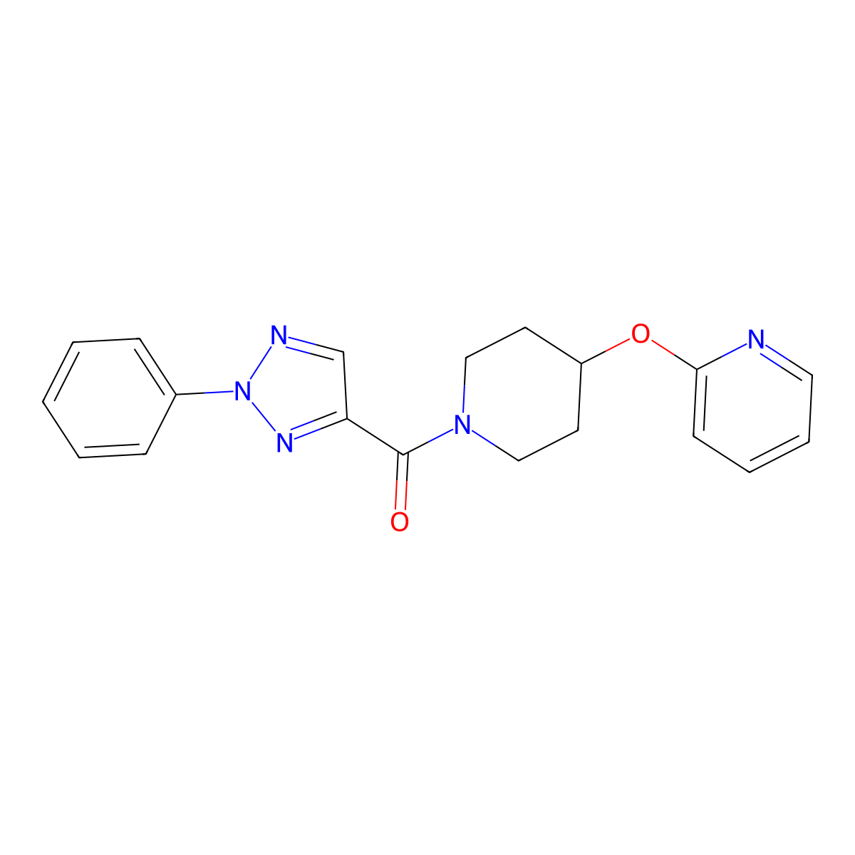 (2-phenyl-2H-1,2,3-triazol-4-yl)(4-(pyridin-2-yloxy)piperidin-1-yl)methanone molecular structure, CAS 1448044-11-8