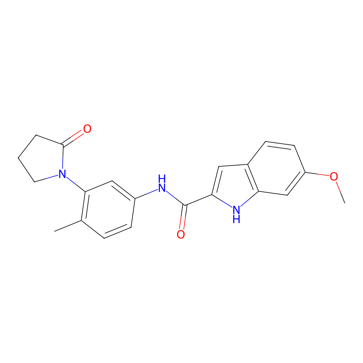 6-Methoxy-N-[4-methyl-3-(2-oxopyrrolidin-1-YL)phenyl]-1H-indole-2-carboxamide molecular structure, CAS 1448044-12-9