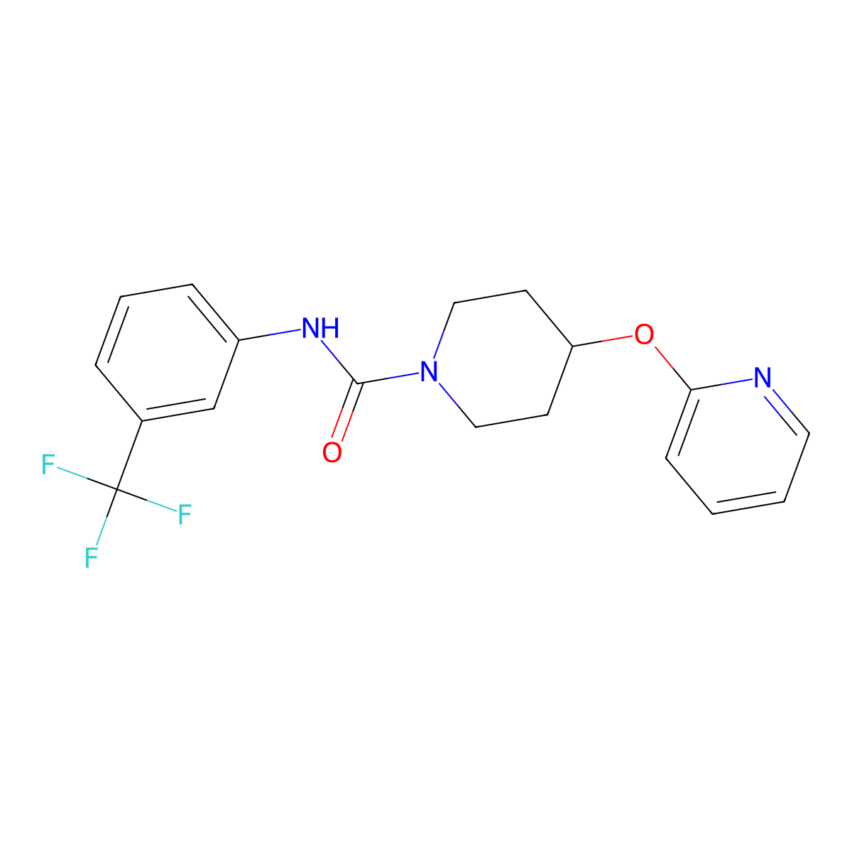 4-(Pyridin-2-yloxy)-N-[3-(trifluoromethyl)phenyl]piperidine-1-carboxamide molecular structure, CAS 1448044-15-2