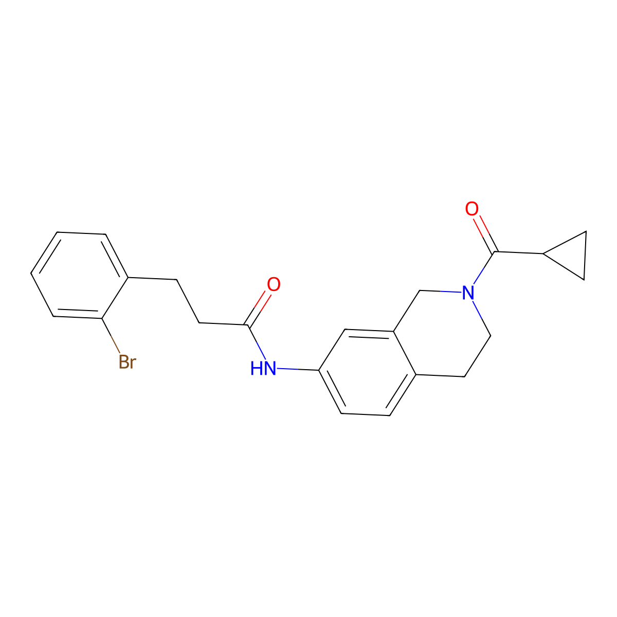 3-(2-bromophenyl)-N-(2-(cyclopropanecarbonyl)-1,2,3,4-tetrahydroisoquinolin-7-yl)propanamide molecular structure, CAS 1448044-18-5